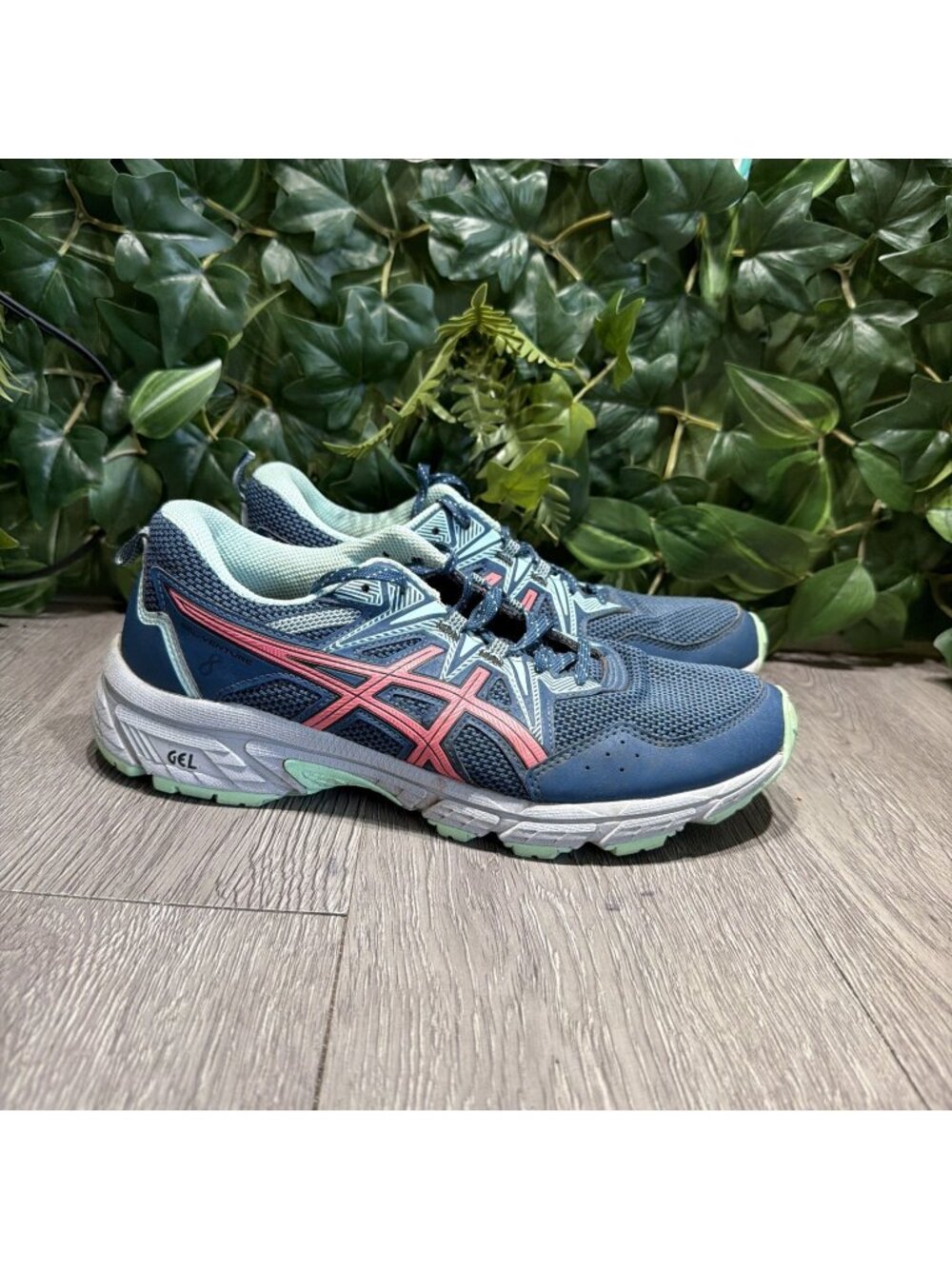 Women's Asics Gel Venture 8 Trail Running Sneaker Shoes Blue Pink - Size 9